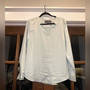 EUC Elizabeth Clarke Size 8‎ Light Blue Long Sleeve Blouse